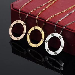 Designer luxe ketting ontwerpers sieraden goud zilver dubbele ring kerstcadeau cjeweler heren vrouw diamant liefde hanger necklac203k