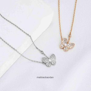 Designer luxe ketting Fanjia vlinder Volledige diamant dames mode veelzijdige Koreaanse editie met inbeddende hoogwaardige liefdeskraagketen