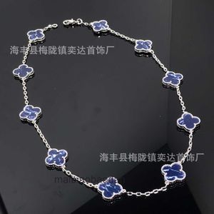 Designer luxe ketting Fanjia tien bloemen klaver voor vrouwen 925 Sterling verzilverde 18k rose goud Peter blauwe steenmode hoogwaardige neksen