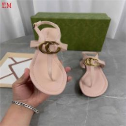 Designer Luxury NEW G Pistache Marmont sandales en cuir ornées du logo Thong Sandal Slide Flip Flop Flat Slide Slipper avec boîte