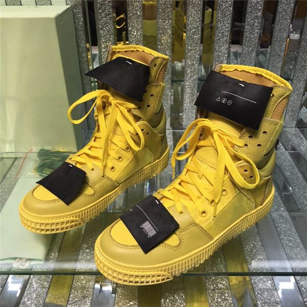 Designer Luxury Off Casual Chores 17AW C / O COURT 3.0 Sneaker High Top Sneakers Jaune avec boîte d'origine meilleure qualité