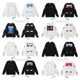 Designer Luxe Off Style Trendy Fashion Sweater geschilderd pijl kraai Stripe losse hoodie heren en dames casual Harajuku pullovers streetwear offs wit sweatshirt