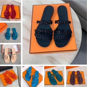 Designer Luxe Oran Sandaal Vrouwen Ketting Slides Zomer Rubber Grote Kop Slides Mode Strand Sexy Schoenen Platte Slippers Maat 35-41