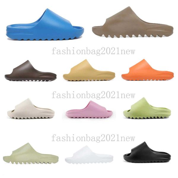 Designer Luxe Paires Hommes Femmes Pantoufle Caoutchouc Yeeziness Mousse Diapositives Coureurs De Plage Sandale Triple Pantoufles Kanyes Chaussures Été Marron Plat Hommes Femmes Pantoufles De Plage