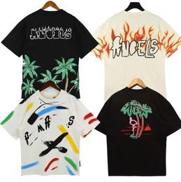 Designer Luxury Palmes Angels Shirt Mens Women Coconut Tree Couple à manches courtes T-shirt Modèle à jet d'encre Graffiti