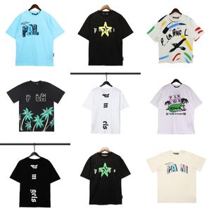 Designer Luxe Palmes Angels Chemise Hommes Femmes Cocotier Couple À Manches Courtes T-shirt Motif Jet D'encre Graffiti Lettre Impression Mode Casual Tops Tee