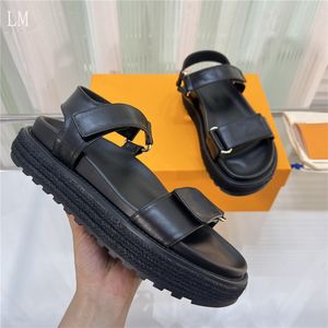 Designer de luxe PASEO SUNSET COMFORT noir Honolulu Line Buckle Bom Dia Flat Slide Sandal Sandales avec boîte