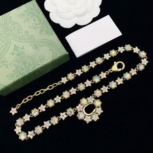 Collier de lettre de pendentif de luxe de concepteur pour les femmes fête cadeau de mariage bijoux de fiançailles collier de marque en cristal plaqué or 18 carats avec boîte