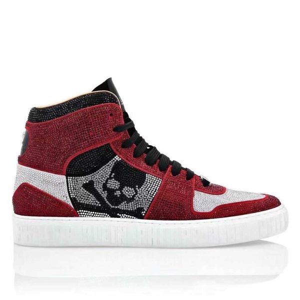 Diseñador de lujo phillip plain Classic Sneaker PP Skull Impreso Casual Zapatos de plataforma alta para hombre Outdoor Run Zapatos Baloncesto Zapato rojo