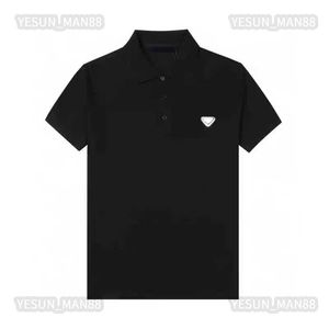 Designer Luxury prads Polo Shirt Classique T-shirt Triangle Inversé Black Label Imprimé Hommes Et Femmes Top Été Coton Respirant Lâche Tee