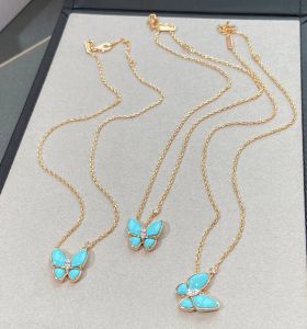 Designer Luxury Quality Charm hanger ketting met blauwe vlindervorm