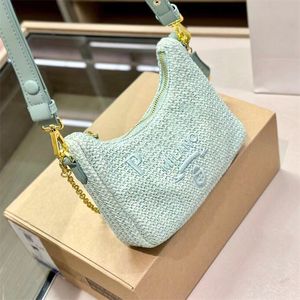 Designer Luxe Raffia's grote reis onderarm tas dames celiny koppeling tas handtassen strand schouderstad make -uptassen mannen strik wever driehoek crossbody shopper tas