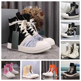 Designer Luxury Rickics Canvas Chaussures High Top Male Mas Male Platform Boots Boots Blanc Blanc Rouge Bottons Jumbo Lace Up Mens Women Femme Office Opprowness Chaussure Breatch