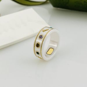designer luxe ring keramische moderingen met chip 18K goud verzilverd zwart wit G letter Ringen Sieraden ontwerpers vrouw heren feestcadeau topkwaliteit groothandel