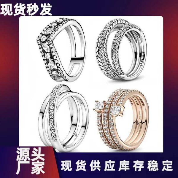 Bagues de luxe de styliste Pan Family, en cuivre blanc, série de trois anneaux pavés, motif de chaîne en os de serpent Dense, pour femmes, bricolage de luxe