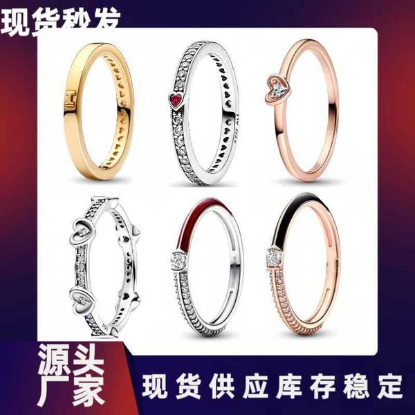 Bagues de luxe de créateurs Pan Jiaduola Blanc Cuivre Amour Signe Doigt Parler Bague Brillant En Forme De Coeur Rose Or Couple Mode Niche