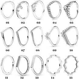 дизайнерские роскошные кольца Van PandoraПлатиновое сверкающее кольцо для пары серии Zigzag с короной в форме сердца