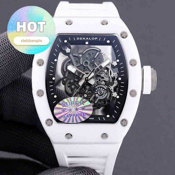 Designer Luxury RM Wrist Watch Mens Mécanique montre minoritaire céramique femelle saphir blanche creused