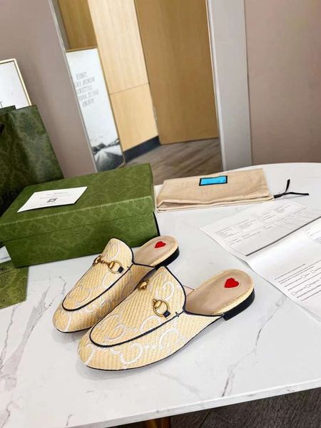 Sandales de luxe de créateurs chaussures plates mules pantoufles en cuir tongs tongs mode femmes G Horsebit femmes jumbo G princetown pantoufle taille 35-42