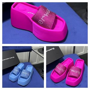 Designer luxe sandalen slippers dames fluwelen materiaal strass klittenband klittenband zacht gai platform maat 35-42 10 cm formeel kantoor