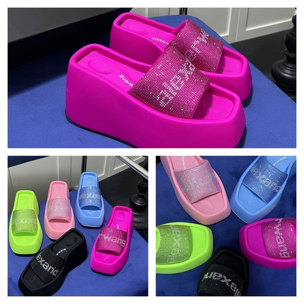 Designer Luxury Sandals Slippers Womens Velvet Righestone Velcro Tape Gai Platform Size 35-42 10cm Party Office Foral Office