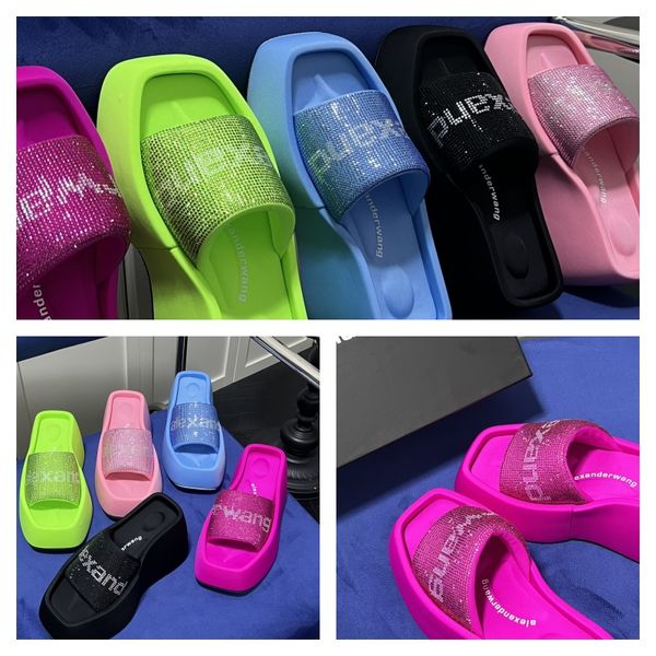Designer Luxury Sandals Slippers Womens Velvet Righestone Velcro Tape Salle Gai Platform Size 35-42 10cm Bureau officiel de fête