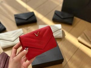 designer luxe korte portemonnee met 8 kleuren Damesportemonnee Kaviaarleer Merkportemonnee Echt leer Creditcard Damesmodestijl Handtas Merktas met doos