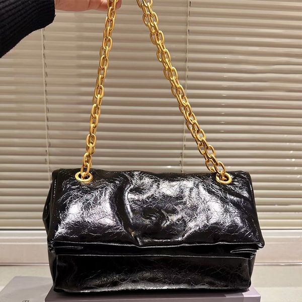 Sac à bandoulière de luxe de styliste, sac Monaco, chaînes en or et argent, grand fourre-tout en cuir à rabat