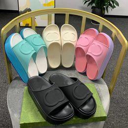 Designer luxe slipper dame sandaal dikke bodem strand dia's platform wedge regenbogen zomer slippers voor dames heren dames merken dearfoam rubber roze zwart 35-43
