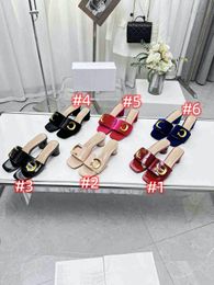 Designer luxe pantoffels klassieke middenhak damesschoen mode muilezels pantoffels sandaal fluwelen glijbaan vrijetijdsschoenen slippers met originele emmermaat 35-41