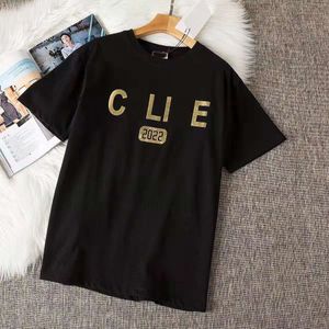 Designer Luxe Lente en zomer Celins Classic 23 zomer nieuwe katoenen dames losse T-shirt met korte mouwen modemerk eenvoudige halve mouw