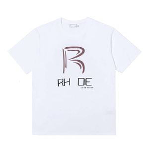 Designer de luxe Printemps et été Rhde Classic Tendance Mode High Street Flag Monogramme Imprimer pour hommes et femmes Jeunes Col rond à manches courtes T-shirt