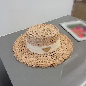 Designer de paille de luxe de luxe chapeaux de seau de mode Femmes Cap de haute qualité Flattop Casquette Brand Beach Sun Cap Cap Bucket Hat CAD24042204