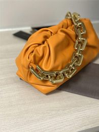 Designer Luxe De kettingzak Leather Clutch Oranje schoudertas 7a Kwaliteitsgrootte 31x12x16cm