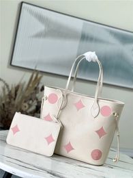 Designer Luxury Tote Never Mm Creme Pink Leather M45686 Handtas Tote 7a Best Kwaliteit