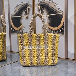 Designer luxe bakken RIVE GAUCHE gras gehaakte zachte draagtas Nieuwe holle gras wevende handtas Dames Cause Bag Open Breien Liefhebbers Cadeau Strozakken 408002 Buitentas