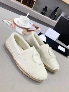 Espadrilles de luxe en Tweed de styliste, maille en dentelle, cuir verni, chaussures plates avec Logo, chaussures habillées ivoire avec boîte