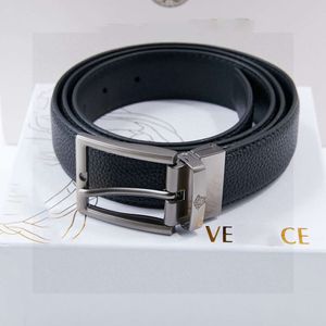 Designer Luxe Versage Versache vesace Riem Mode Heren Klassiek Lychee naaldgesp Brede zachte leren band Veelzijdige broek Tailleriem met logodoos 120 cm