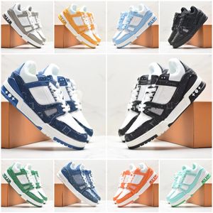 Designer luxe Virgil casual schoenen reliëf trainer sneaker drievoudig wit roze hemelsblauw Abloh zwart groen geel denim lage heren sneakers dames trainers 01