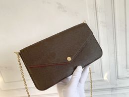 Portefeuilles de luxe Designer Portefeuille à chaîne à une épaule avec porte-cartes à glissière avec boîte 61276
