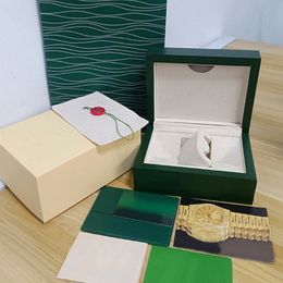 Designer luxe horlogedoos Modieuze groene horlogedoos van hoge kwaliteit Papieren zakcertificaat Houten heren- en dameshorloge cadeau-accessoires Originele doos Montre design cadeau