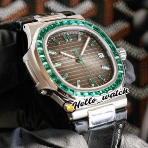 Diseñador de relojes de lujo 5711 / 113P-01 5711 Textura gris Dial Automático Reloj para hombre Acero Esmeralda Diamante Bisel Correa de cuero Deporte descuento