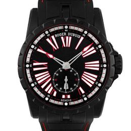 Designer Luxe horloges voor Mens Mechanische automatische Roge Dubui Excalibur 45 PVD (TI) Rubber 45 mm Black Dial Watch