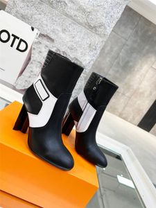 Diseñador Lujo MUJER Negro Patente Silueta Botines Botines Con caja original La mejor calidad