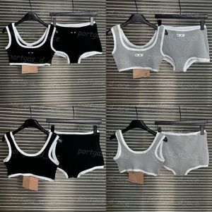 Designer luxe vrouwen beha -briefs set contrast kleur draadfree ondergoed sexy sportieve yoga gym bijgesneden singlet tanktops lingerie sets