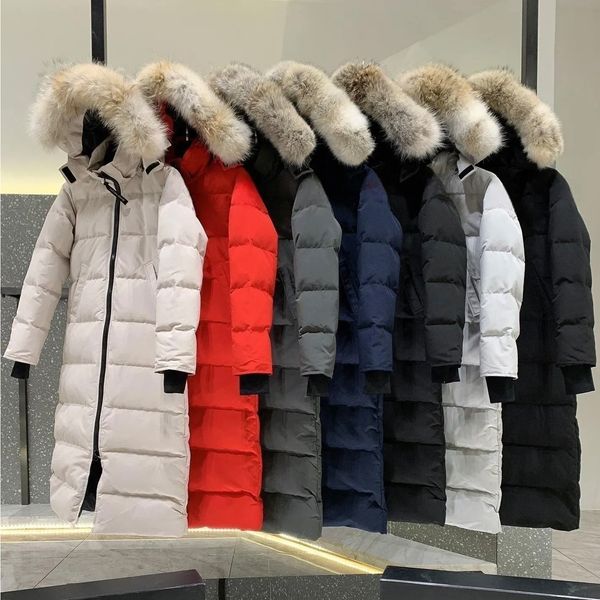 Designer Luxe Femmes Down Vestes Long Sur Genou Polaire Gooses Manteau Mystique Hiver À Capuchon Amovible Manteau Parka Femmes Hommes Noir Casual Warmfluffy Vêtements