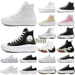 Toile CONVERSE Chaussures Sneaker hommes femmes chaussures Casual Chaussures Sneaker Épais Bas plate-forme chaussures Designer Noir Blanc Run Star Motion chaussures
