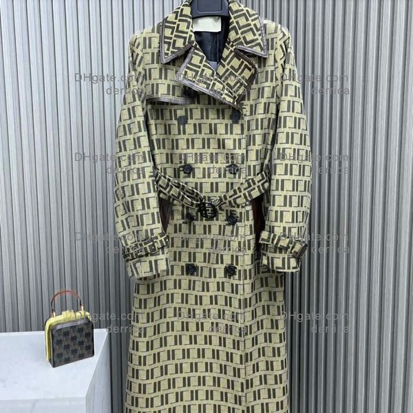 Trench-coat de luxe de styliste pour femmes, Double boutonnage, longue ceinture, pardessus à revers cranté, coupe-vent, vêtements d'extérieur classiques