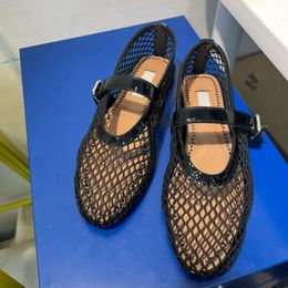 Designer Luxe dames schoenen Flat Mary Jane schoenen dames zachte balletschoenen mode high set 24 nieuwe zomer single schoen mesh platte schoen