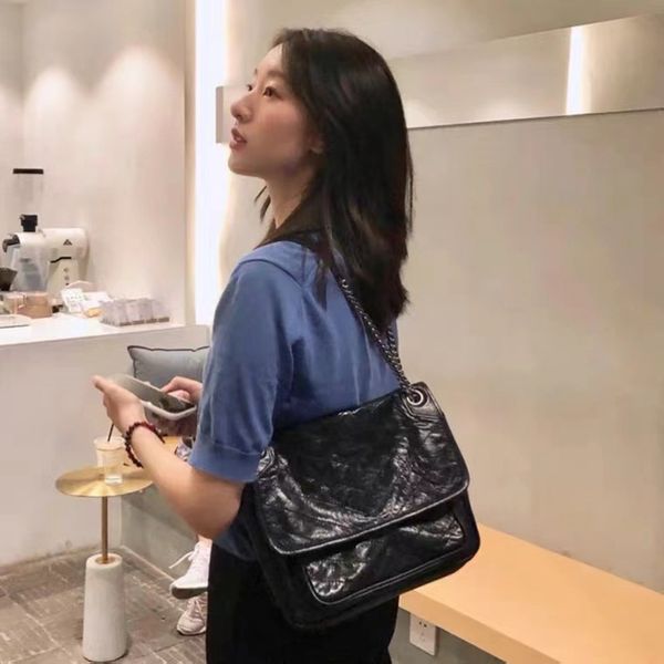 Designer de luxe femmes sacs à bandoulière niki mode rétro chaîne aisselle Messenger sac grande capacité pur cuir de vachette fil à coudre peau de cire d'huile